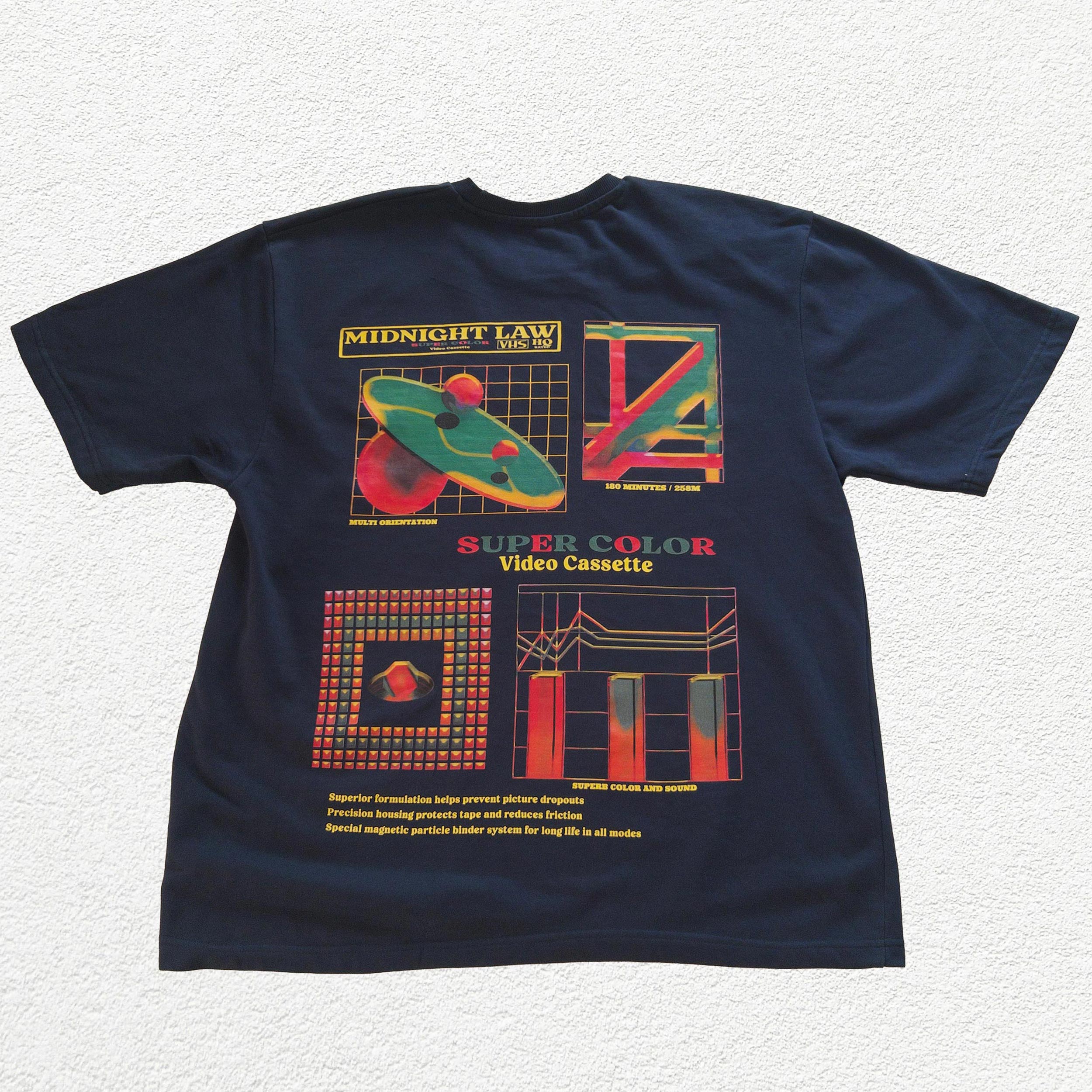80s VHS Heavyweight Oversized T-Shirt - 280 GSM Midnight LAW