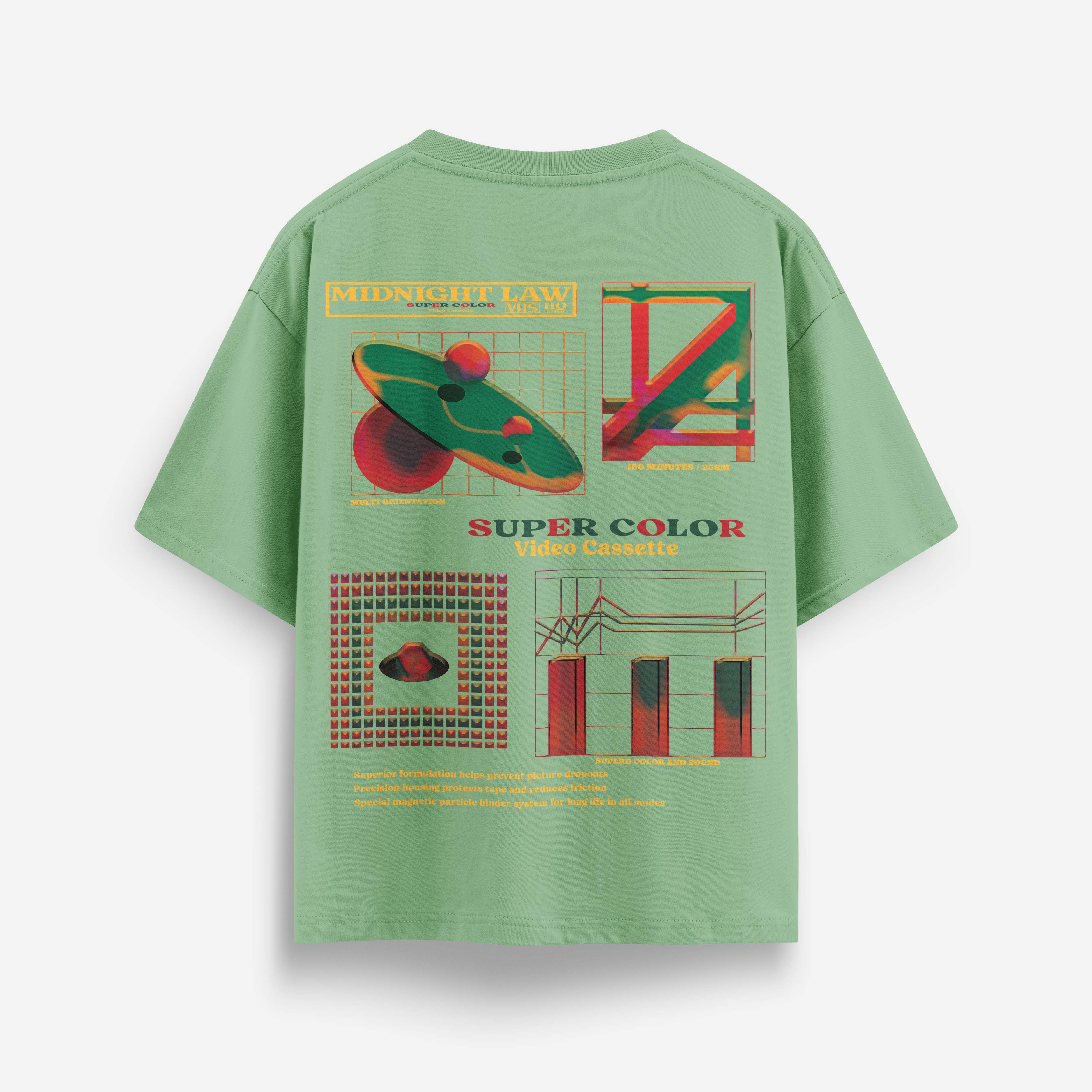 80s VHS Heavyweight Oversized T-Shirt - 280 GSM Midnight LAW