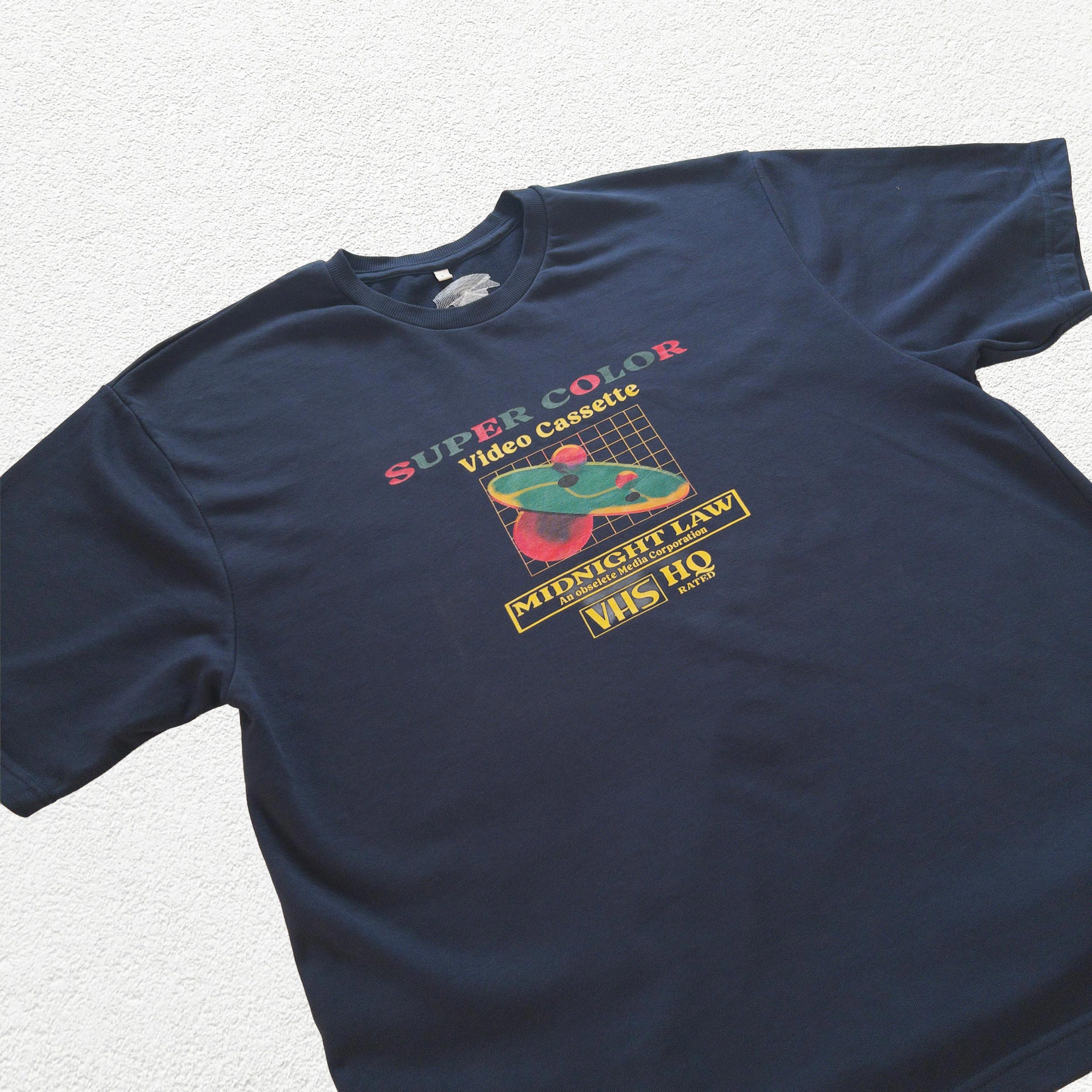 80s VHS Heavyweight Oversized T-Shirt - 280 GSM Midnight LAW