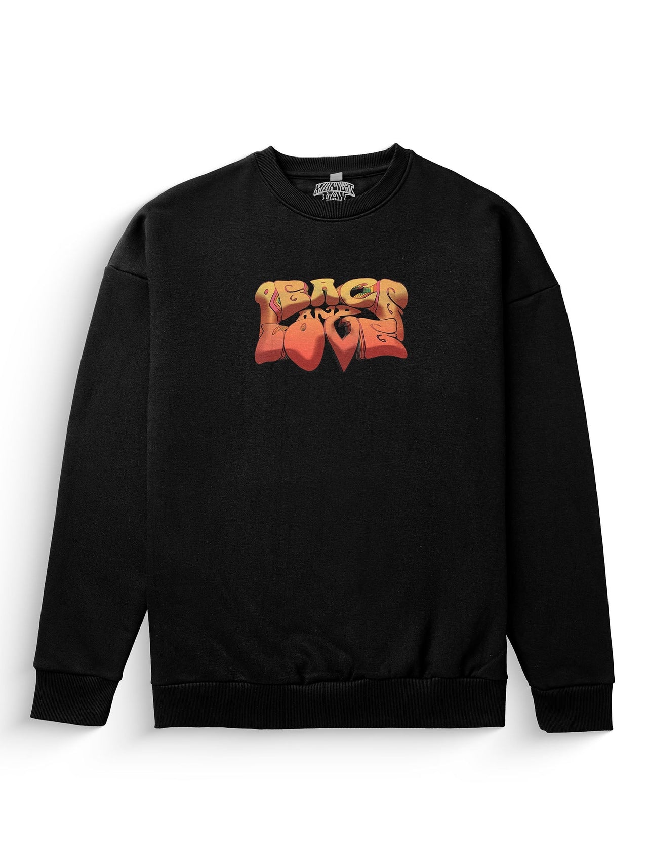 Peace & Love Heavyweight Sweatshirt [Unisex] - 400 GSM-Far Out 60s Collection featuring t-shirts, oversized t-shirts, hoodies, and sweatshirts with retro designs, capturing the bold and vibrant spirit of the 1960s