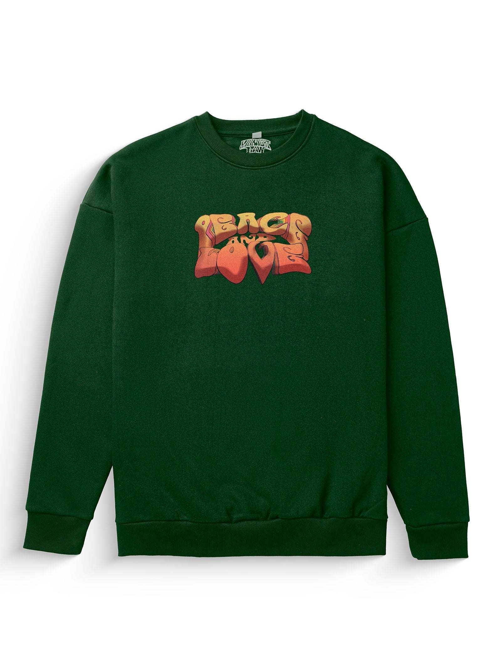 Peace & Love Heavyweight Sweatshirt [Unisex] - 400 GSM-Far Out 60s Collection featuring t-shirts, oversized t-shirts, hoodies, and sweatshirts with retro designs, capturing the bold and vibrant spirit of the 1960s