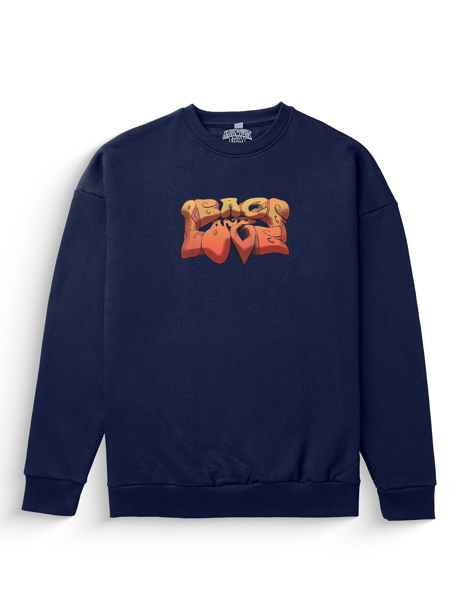 Peace & Love Heavyweight Sweatshirt [Unisex] - 400 GSM-Far Out 60s Collection featuring t-shirts, oversized t-shirts, hoodies, and sweatshirts with retro designs, capturing the bold and vibrant spirit of the 1960s