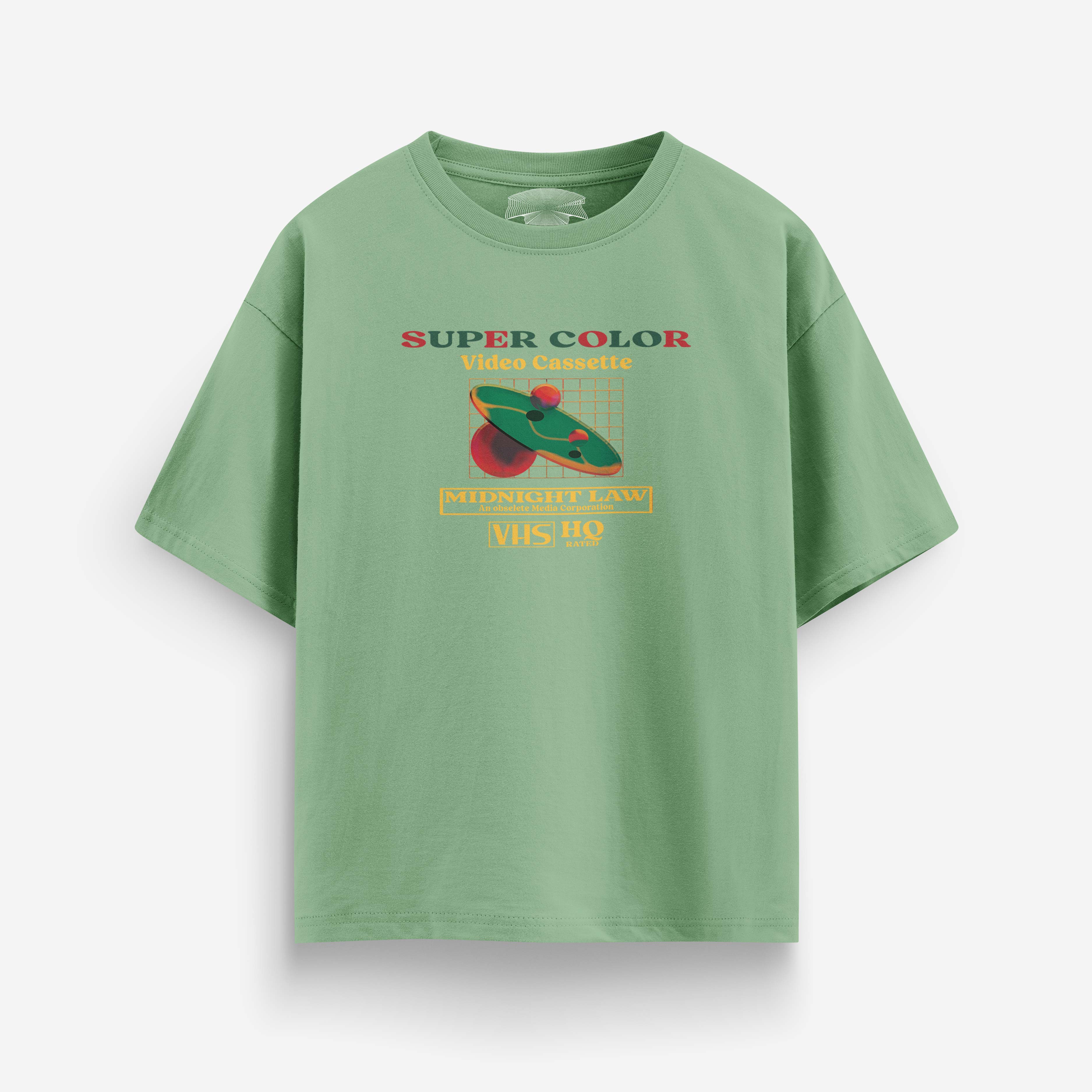 80s VHS Heavyweight Oversized T-Shirt - 280 GSM Midnight LAW
