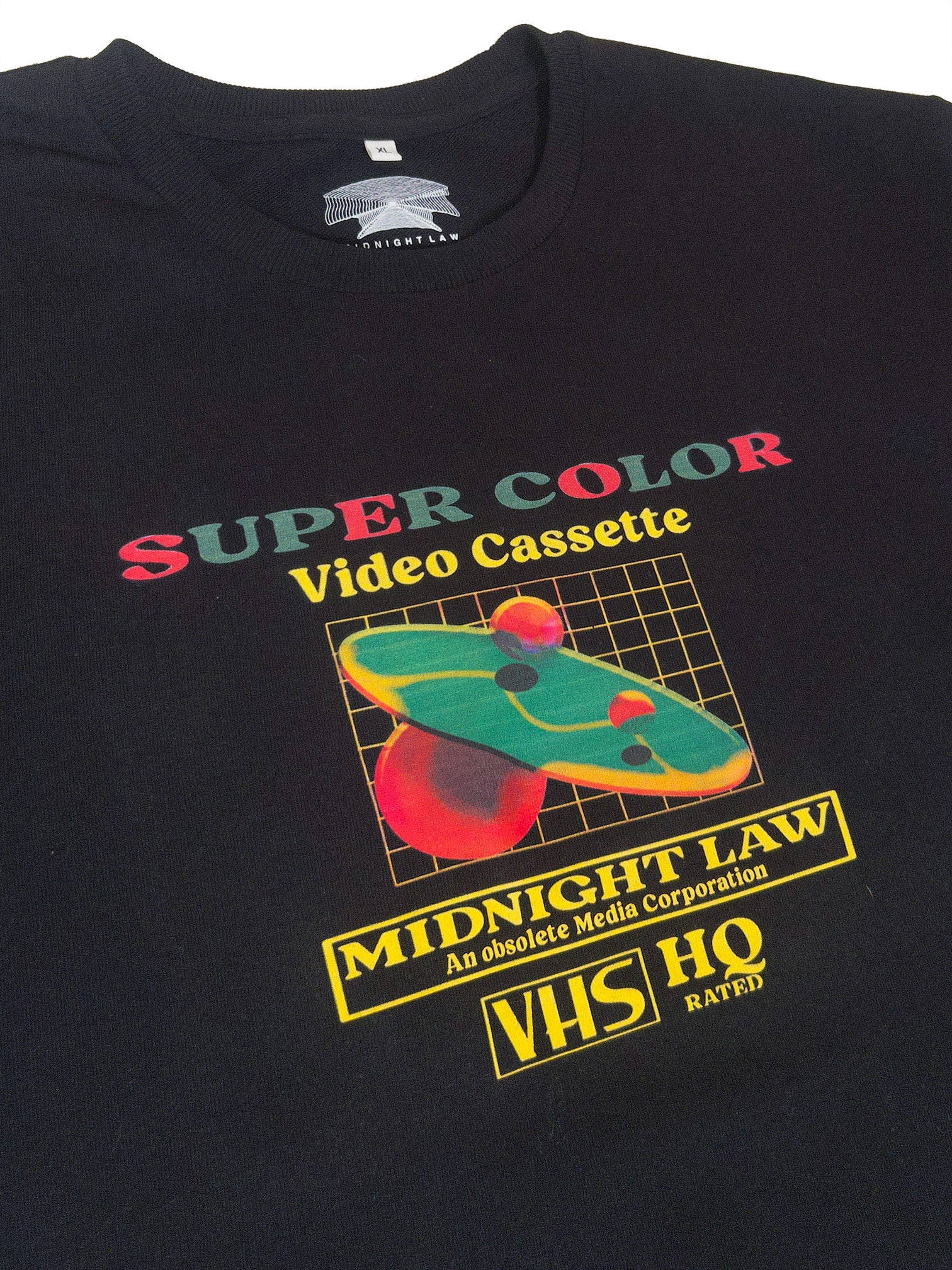 80s VHS Heavyweight Oversized T-Shirt - 280 GSM Midnight LAW